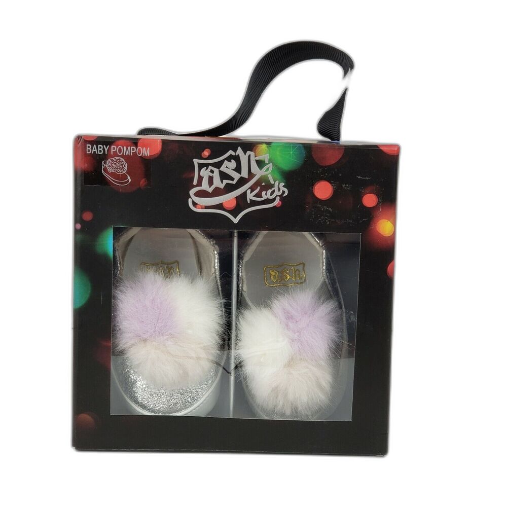 ASH KIDS Baby Pompom Shoes in Silver INFANT BABY 3-6 Month Size 16